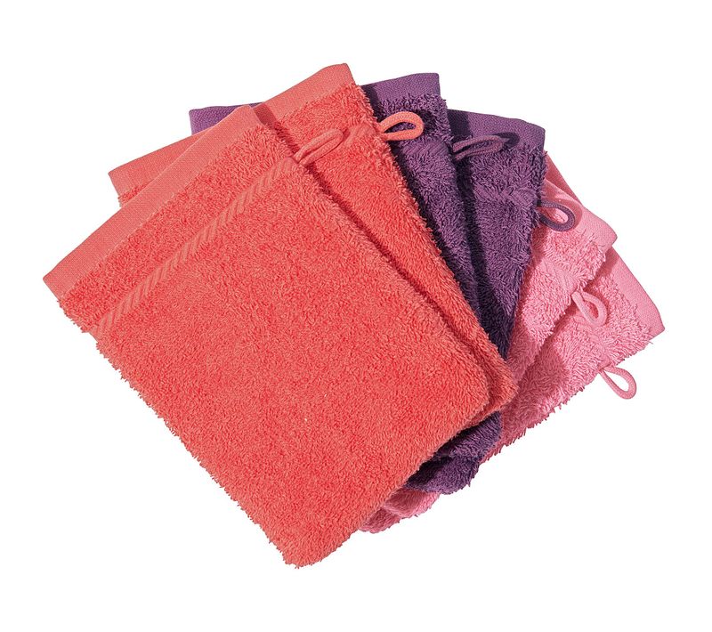 Lot De 6 Gant De Toilette 15x20 Orange Corail En Acrylique