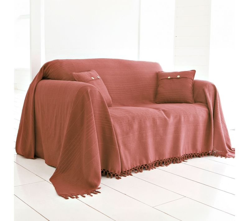 Jeté De Canapé 230x250 Marron Noisette En Coton