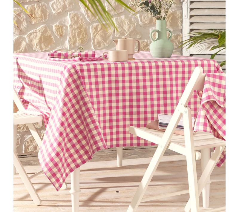 Nappe 150x300 Rose Pivoine En Coton