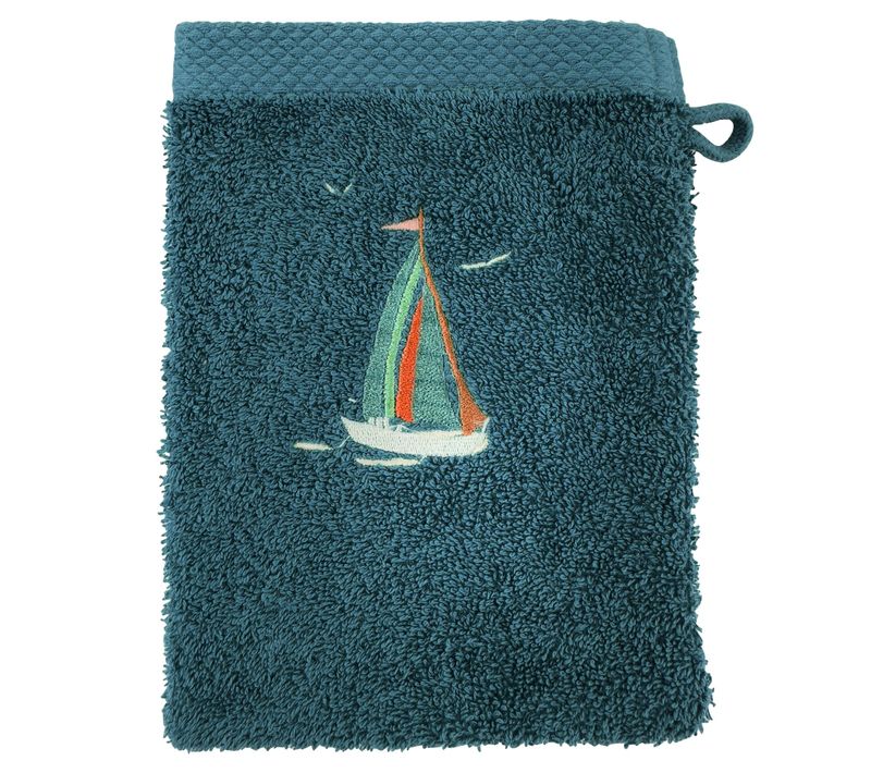 Lot De 2 Gant De Toilette 15x21 Bleu Paon En Coton