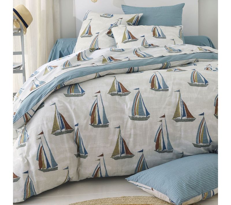 Housse De Couette 140x200 Bleu En Coton