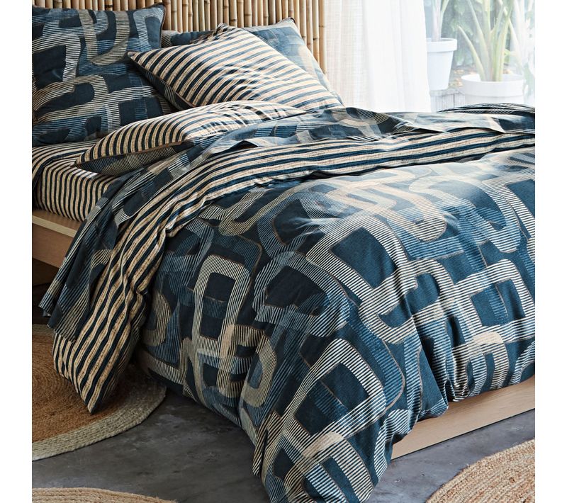 Housse De Couette 240x220 Bleu En Coton