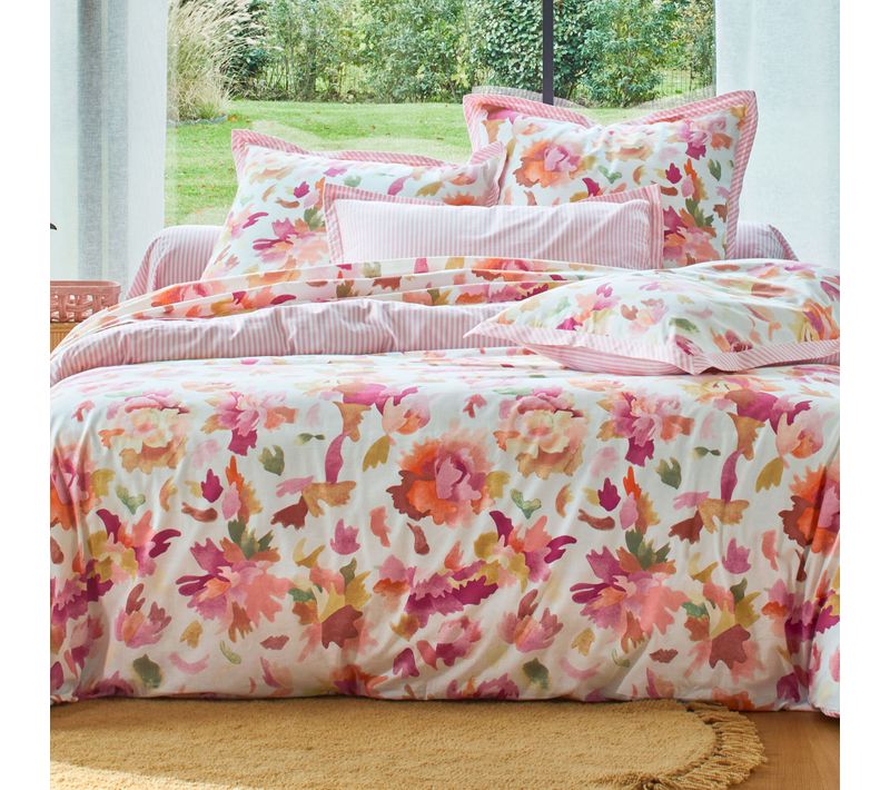 Housse De Couette 200x200 Rose En Coton