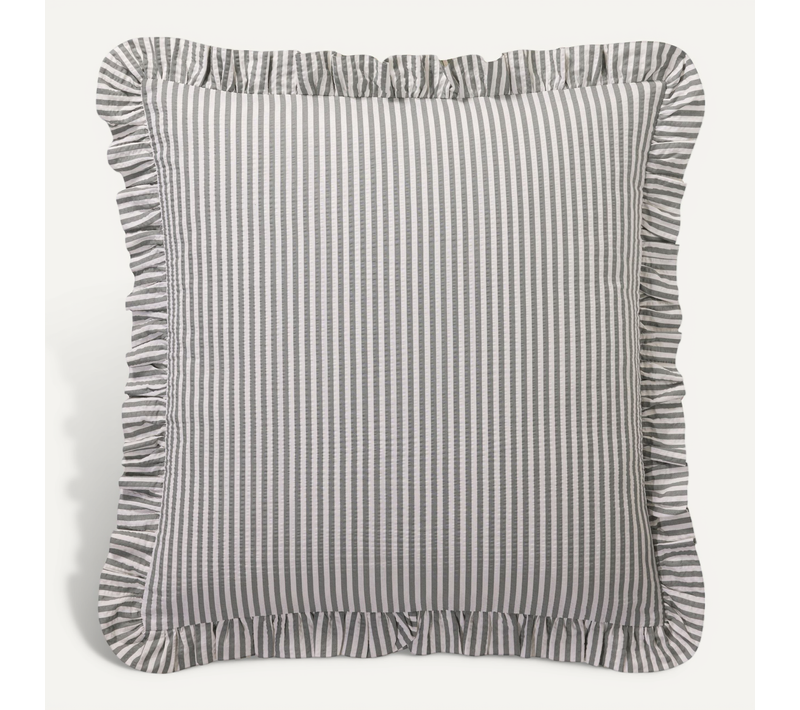 Taie Volant 63x63 Vert Kaki En Coton