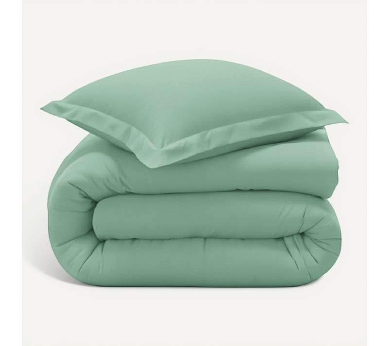 Housse De Couette 260x240 Vert Amande En Coton