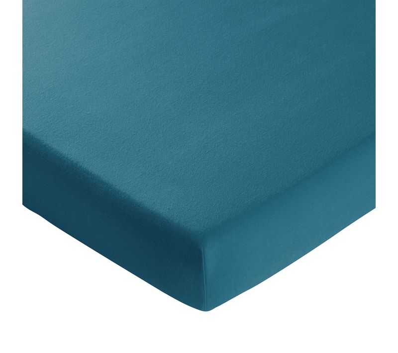 Drap-housse Grand Bonnet 90x200x40 Bleu Canard En Coton