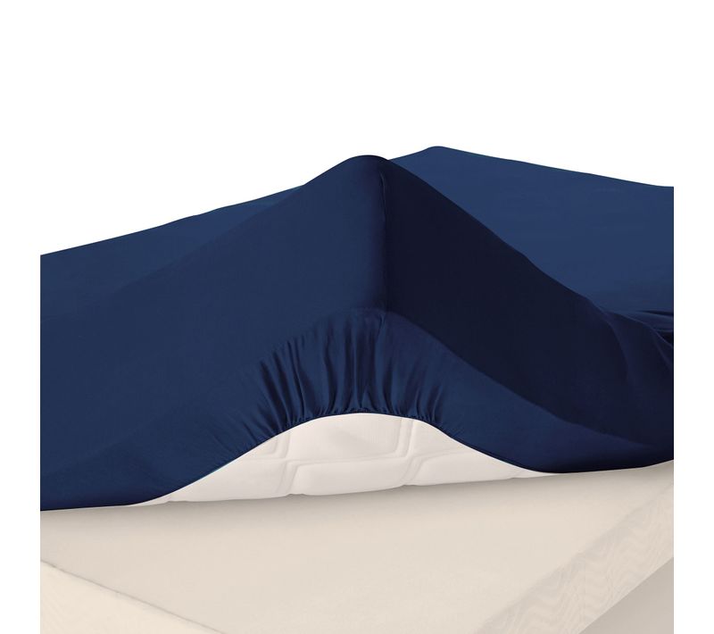 Drap-housse Grand Bonnet 140x200x32 Bleu Encre En Coton