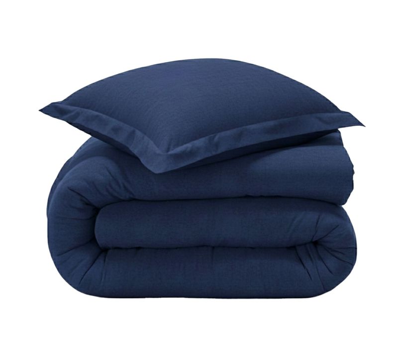 Housse De Couette 260x240 Bleu Encre En Coton