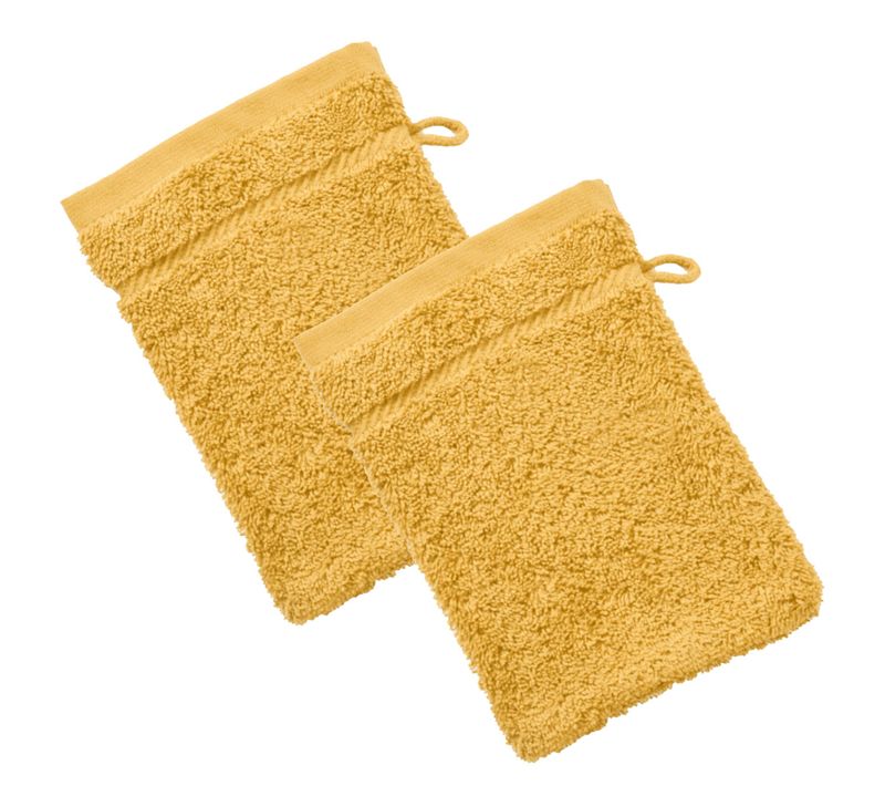 Lot De 2 Gant De Toilette 15x20 Jaune Miel En Coton