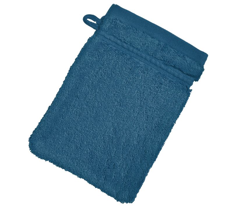 Lot De 2 Gant De Toilette 15x21 Bleu Pacifique En Coton