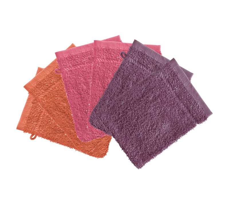 Lot De 6 Gant De Toilette 15x20 Rose Framboise En Acrylique