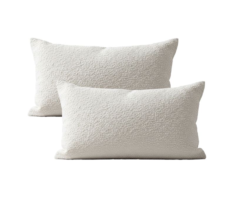 Lot De 2 Housse De Coussin 35x60 Blanc écru En Polyester