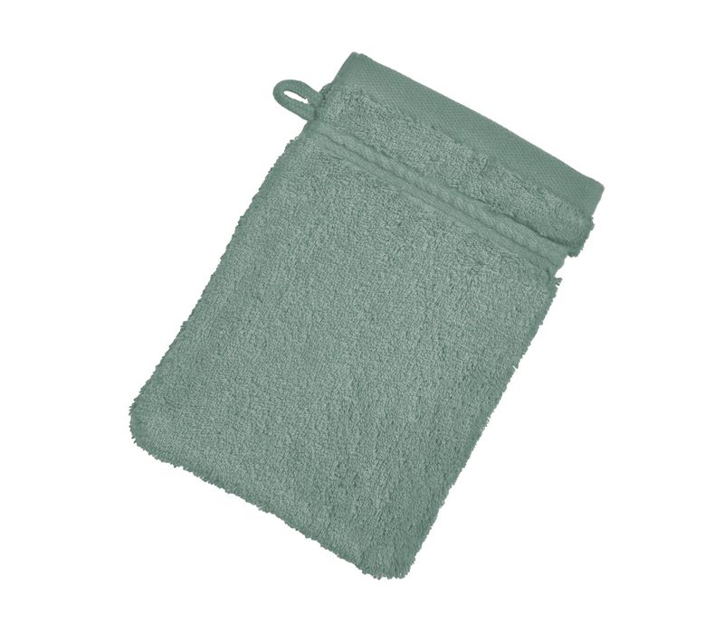 Lot De 2 Gant De Toilette 15x21 Vert De Gris En Coton