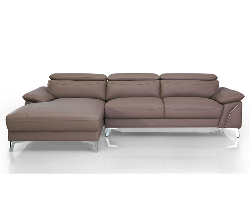 Canapé D'angle En Cuir Noumea Marron - Angle Gauche