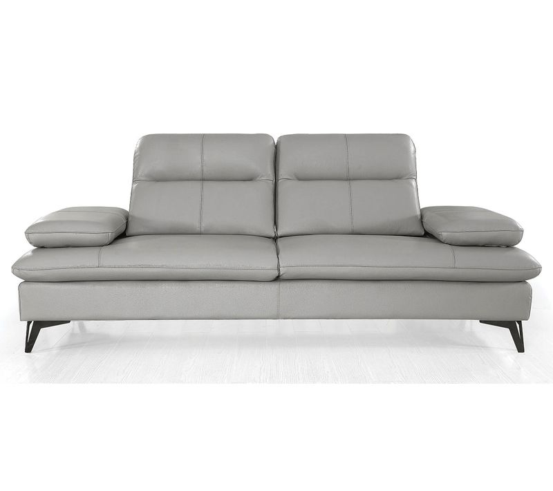 Canapé 3 Places Cuir Avec Dossier Avance-recul Iris Gris - Angle Droit