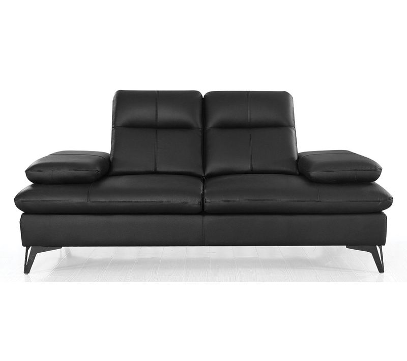 Canapé 2 Places Cuir  Avec Dossier Avance-recul Iris Noir - Angle Droit