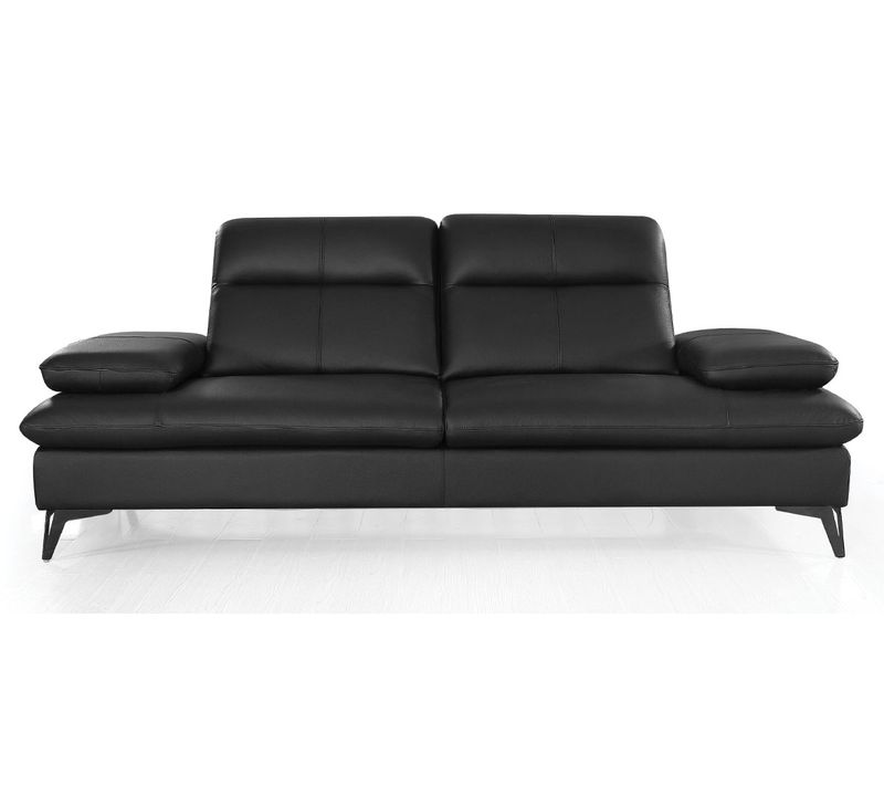 Canapé 3 Places Cuir Avec Dossier Avance-recul Iris Noir - Angle Droit