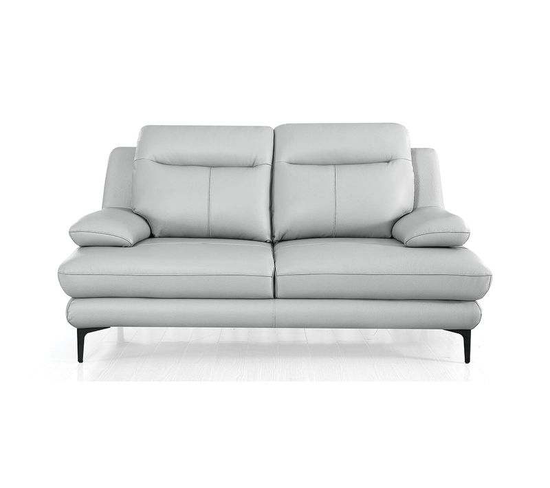 Canapé 2 Places Cuir Avec Dossier Avance-recul Lya Gris Perle - Angle Droit