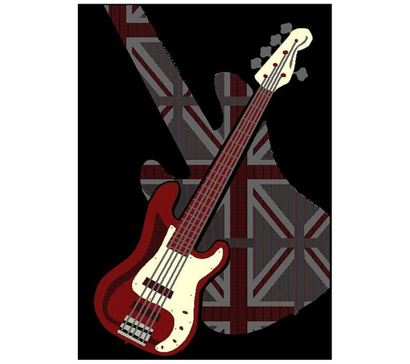 Tapis Enfant 200x290 Rectangle Tissé Noir Lyn49 Guitard