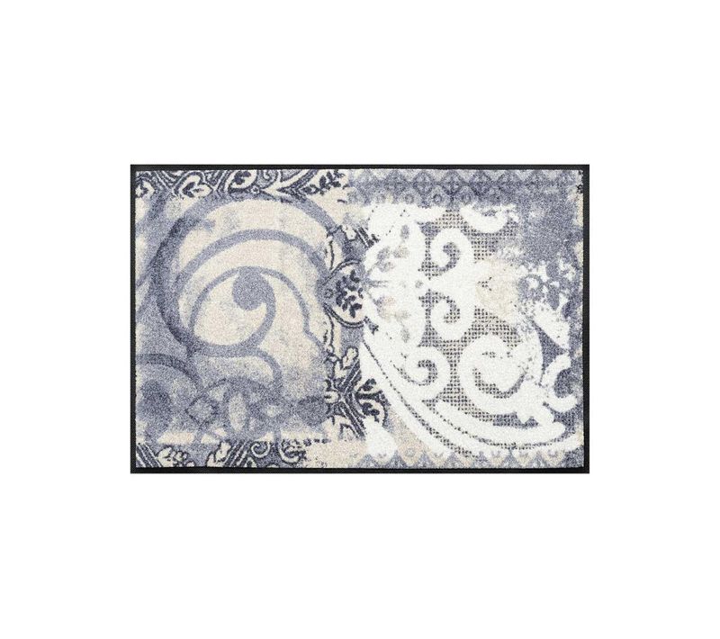 Paillasson 50x75 Tissé Motif Rétro-vintage Arabel Gris Et Bleu