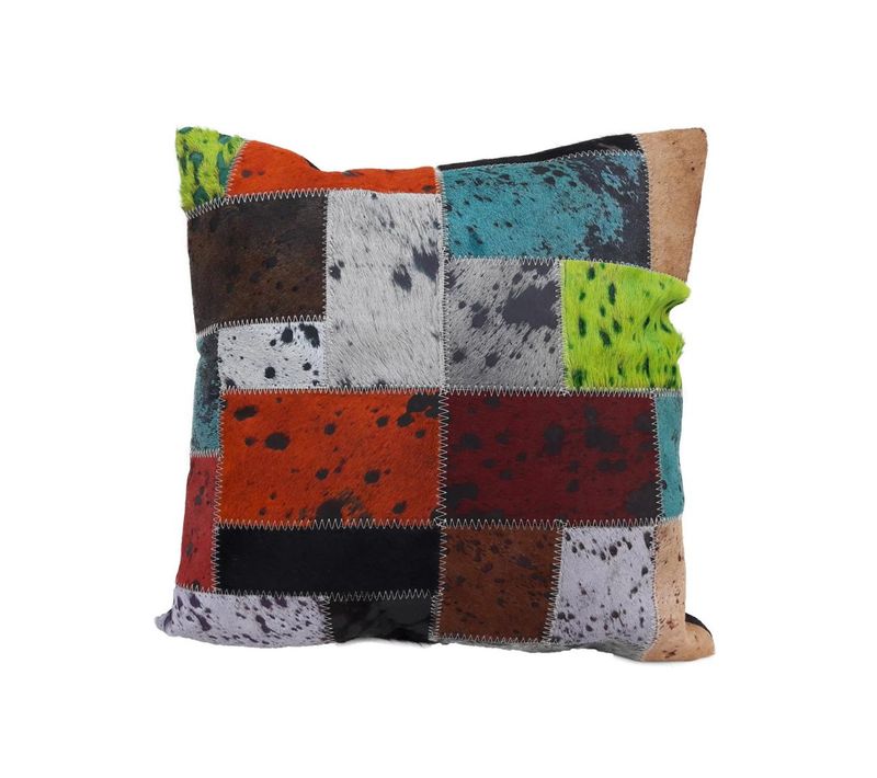 Coussin 45x45 Fait à La Main En Peau De Vache Multicolore Nielda