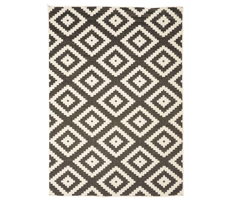 Tapis Extérieur, Kilim Reversible 60x110 Lyn2 Ay Reversible Noir Et Crème