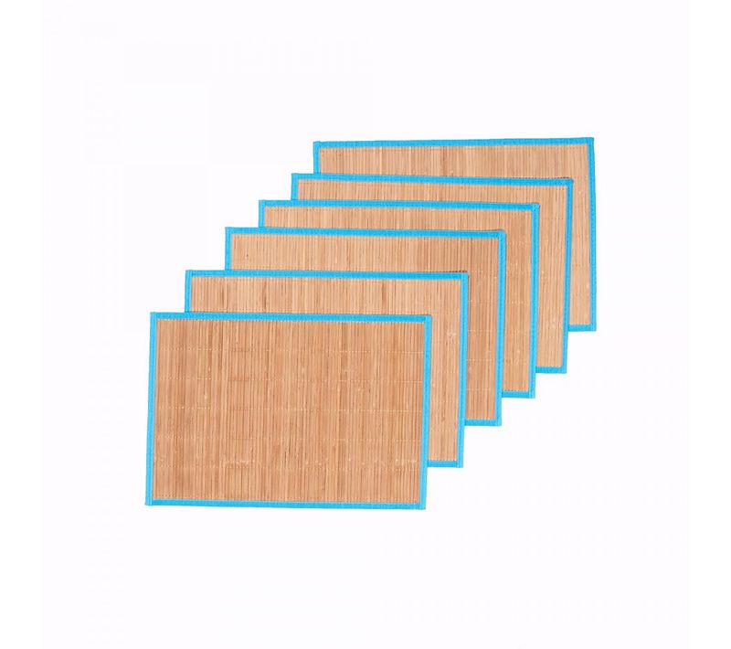 Set De Table Lot 6 Sets De Table Bambou Bleu 33x48 En Bambou