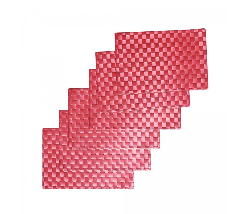 Set De Table Tissé Motif Uni Lot 6 So 33x48 Rose