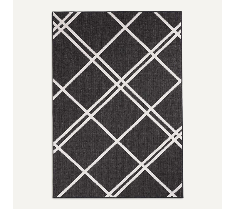 Tapis Extérieur, Kilim Reversible 80x150 Lyn2 Ab Reversible Noir Et Crème
