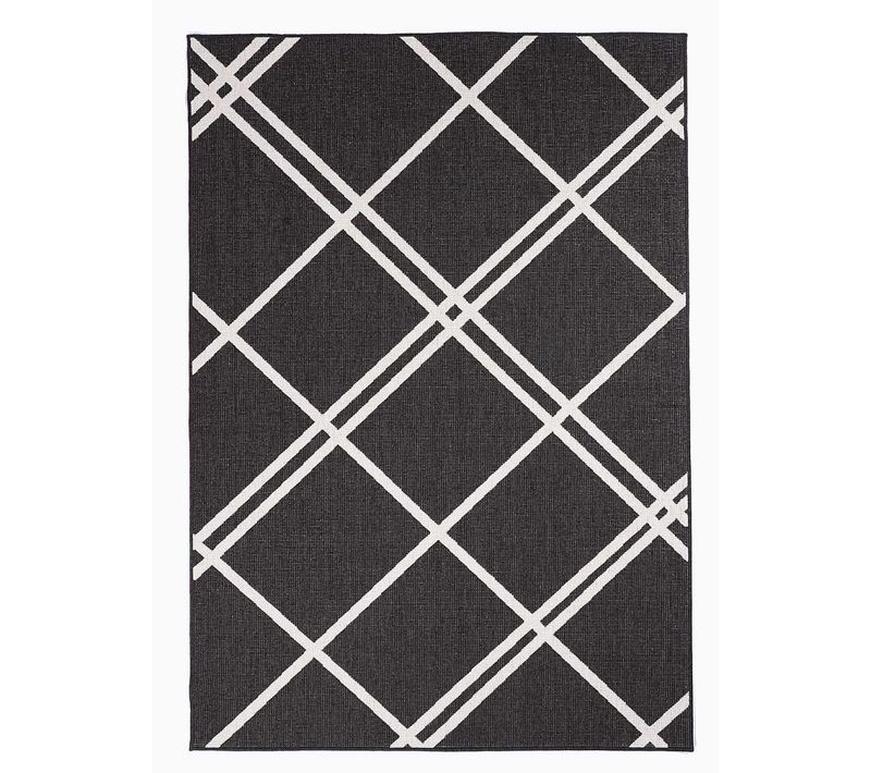 Tapis Extérieur, Kilim Reversible 120x170 Lyn2 Ab Reversible Noir Et Crème