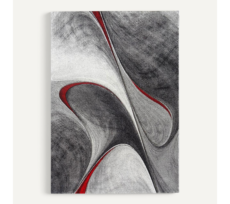 Tapis Salon 200x200 Tissé Rouge Et Gris Carré Motif Géométrique Lyn8 Madila