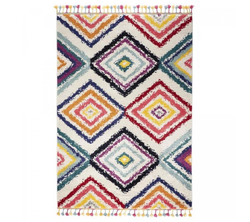 Tapis Berbère 200x290 Tissé Motifs Ethno-chic Lyn5 Dorotea Rouge Et Bleu
