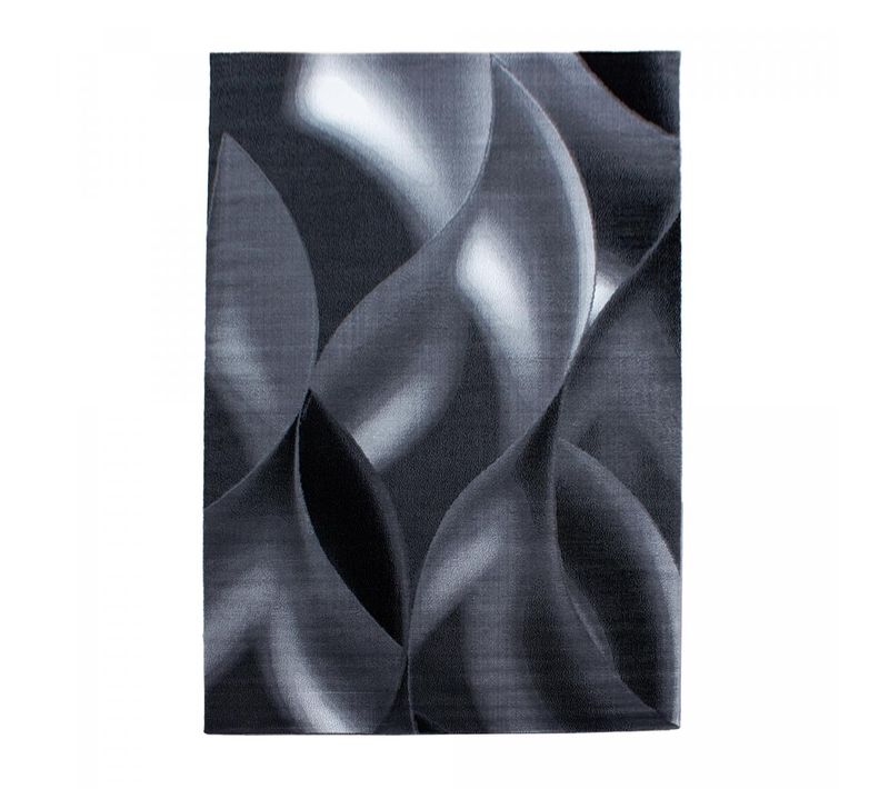 Tapis De Couloir 80x300 Tissé Motif Géométrique Supur Gris Et Noir
