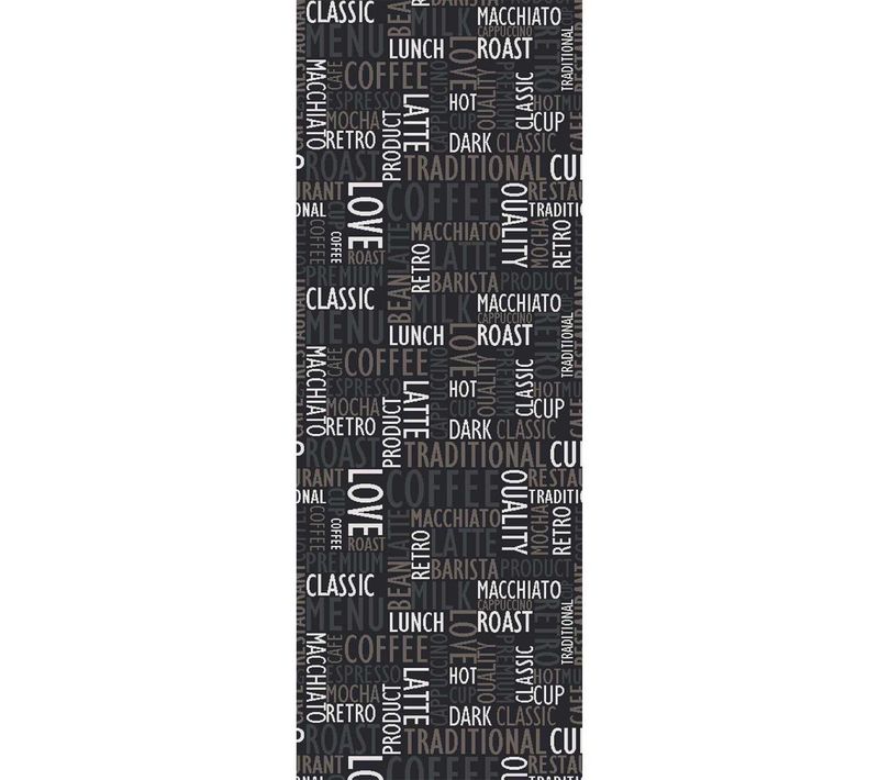 Tapis Cuisine 67x180 Gris Motif Texte Cafe Love