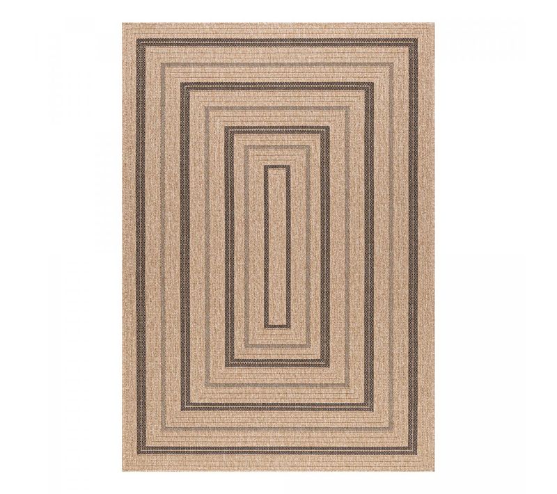 Tapis Extérieur 120x170 Tissé Kilim Beige Et Noir Jute Art 5