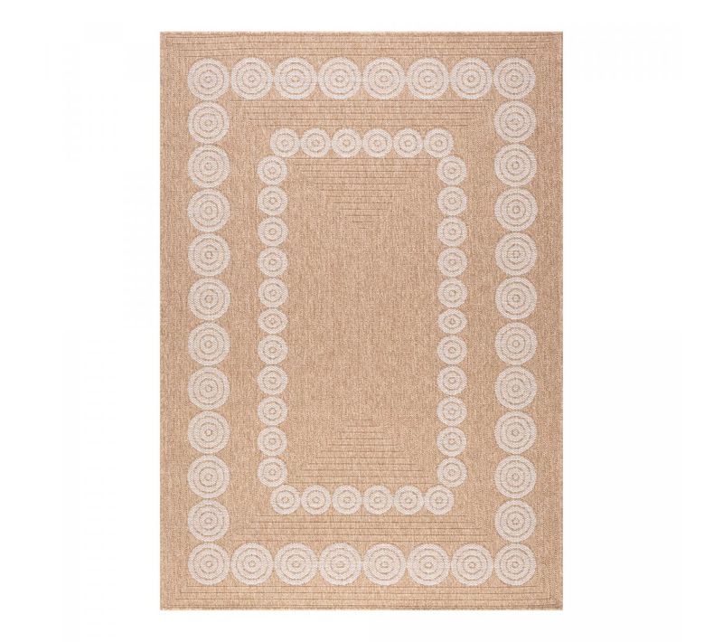 Tapis Extérieur 160x230 Tissé Kilim Beige Et Blanc Jute Art 8