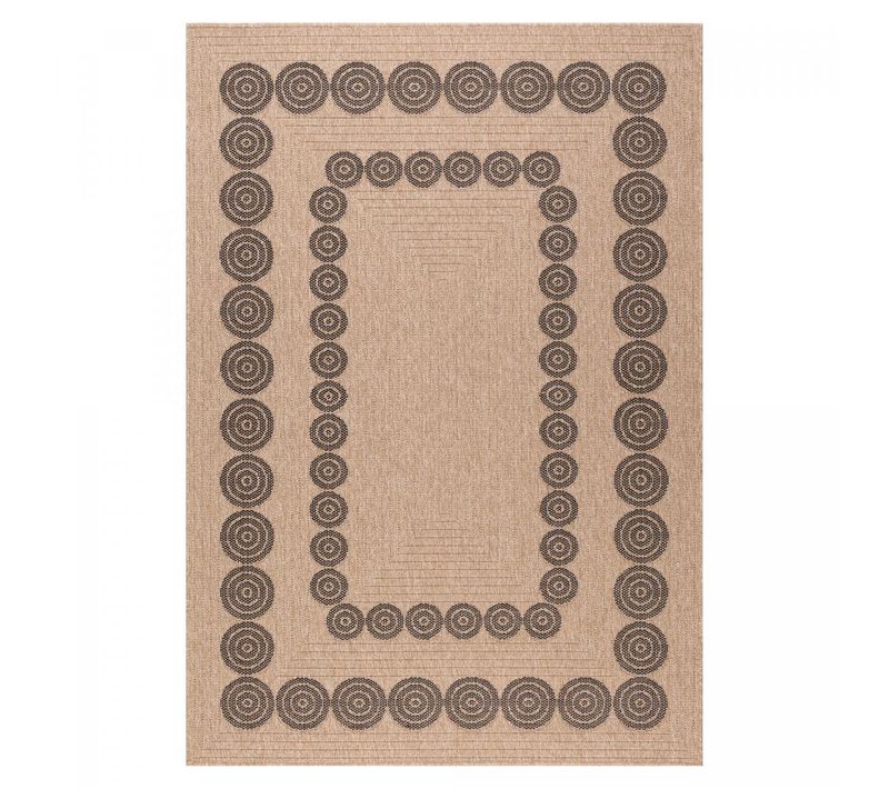 Tapis Extérieur 60x180 Tissé Kilim Beige Et Noir Jute Art 8