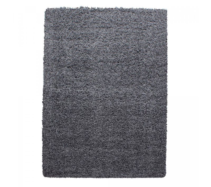 Tapis Poils Longs Shaggy 140x200 Rectangle Tissé Gris Motif Uni Uni L