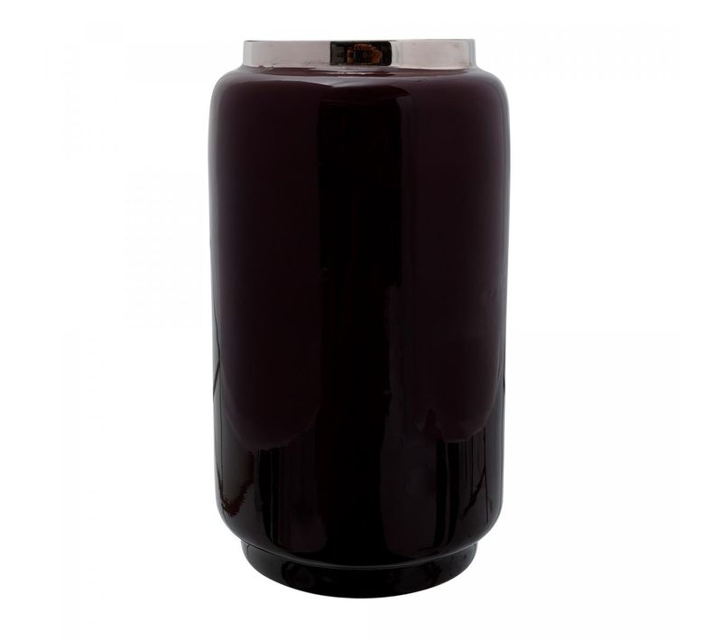 Vase Fait à La Main En Fer Odlo 15x15x24,5 Baies Et Gris