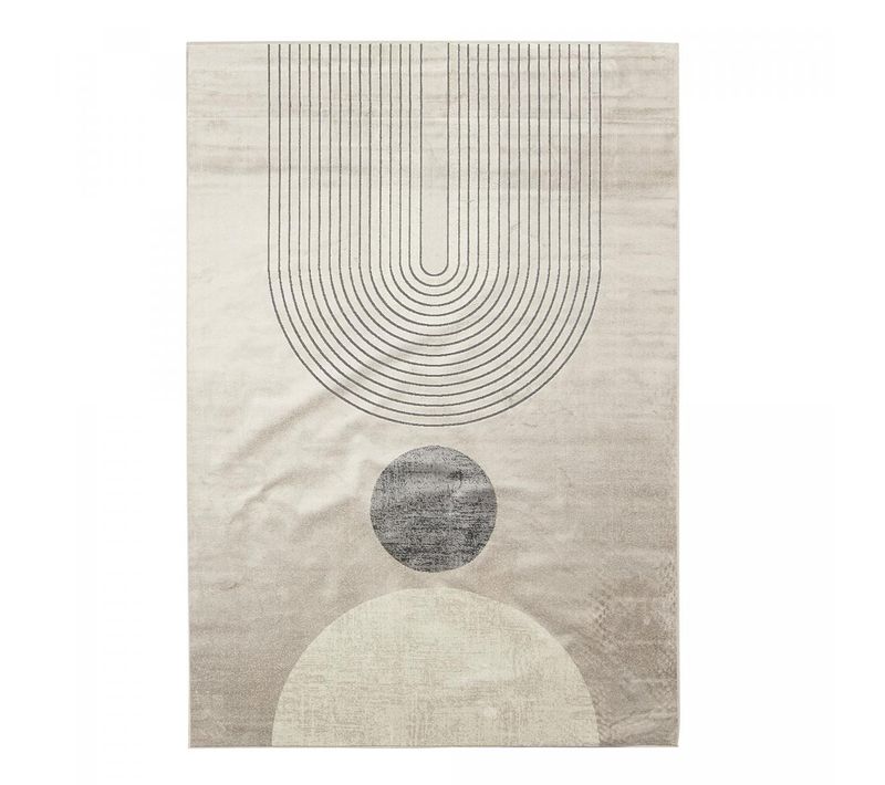 Tapis Chambre 120x160 Tissé En Viscose Gris Et Beige Rectangle Motif Géométrique