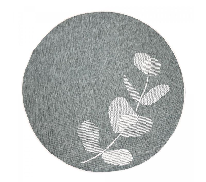 Tapis Rond D'extérieur, Kilim Reversible Ø100cm Lyn2 D Rond Reversible Beige Et Vert