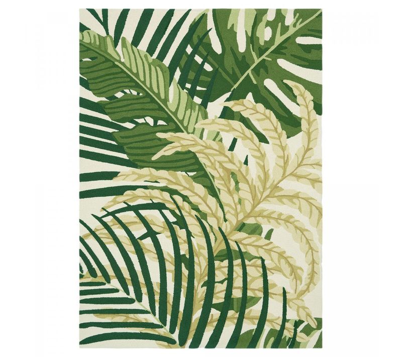 Tapis Extérieur 250x350 Tissé Kilim Vert Et Beige Manila