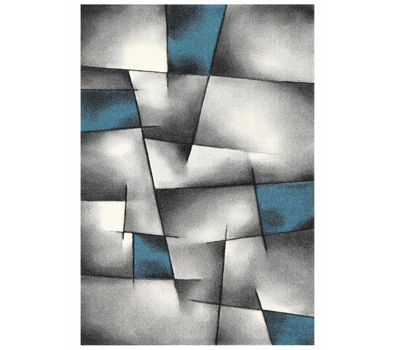 Tapis Chambre 60x110 Tissé Turquoise Rectangle Motif Géométrique Lyn8 Ultima