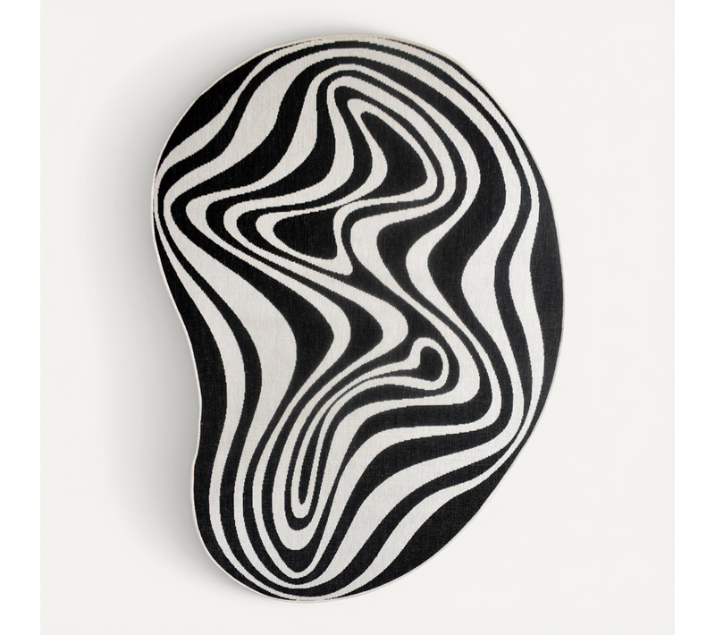 Tapis Rond D'extérieur, Kilim Reversible 160x230 Lyn2 W Reversible Noir Et Blanc
