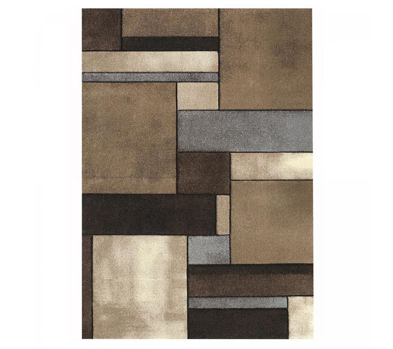 Tapis Entrée 160x160 Tissé Beige Carré Motif Géométrique Lyn8 Geome