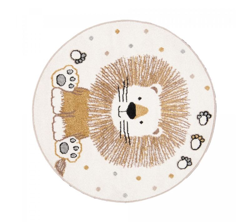 Tapis Enfant D.100cm Rond Tissé Crème Sweetlion
