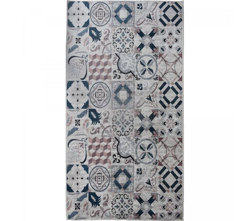 Tapis De Salon 130x200 Marron Et Bleu , Facile D'entretien Lyn11 Caroment A