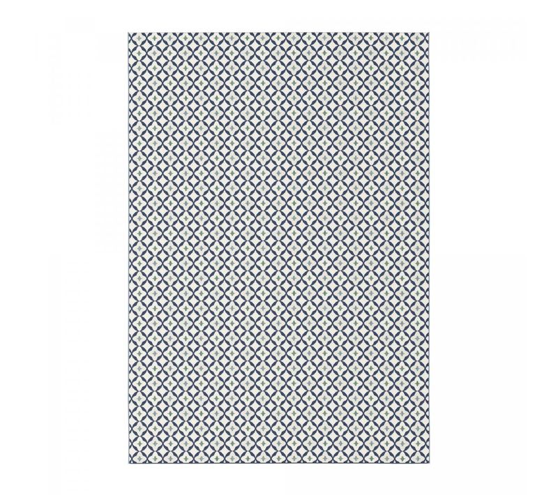 Tapis Extérieur 80x150 Tissé Kilim Blanc Et Bleu Casada 12