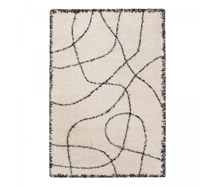 Tapis Shaggy 80x150 Rectangle Tissé Beige Et Noir Motif Berbère Croma 10