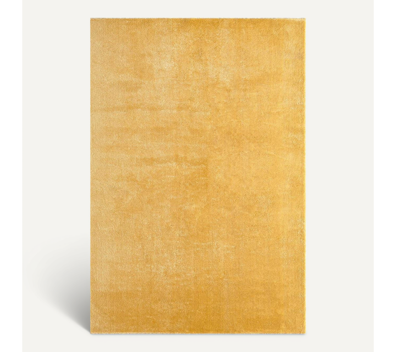 Tapis Salon 160x220 Lyn10 Lavable Doré Uni, Tapis Shaggy à Longs Poils